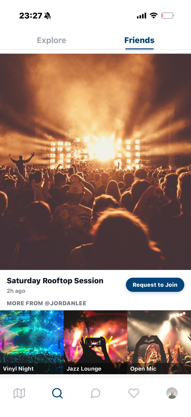 A friends post for Saturday Rooftop Session, with a request to join